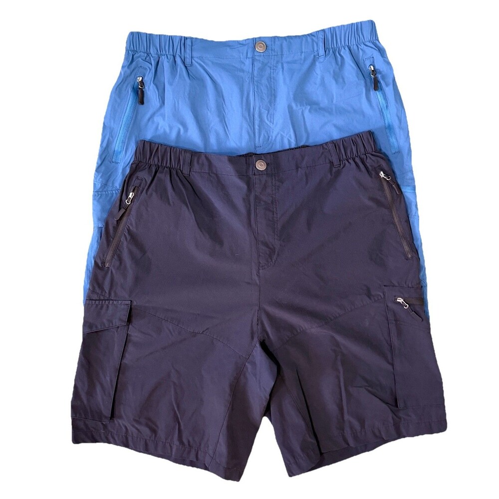 Lot Of 2 Pudolla Hiking Cargo Shorts Mens XXL Black Blue 10” Inseam Golf Outdoor